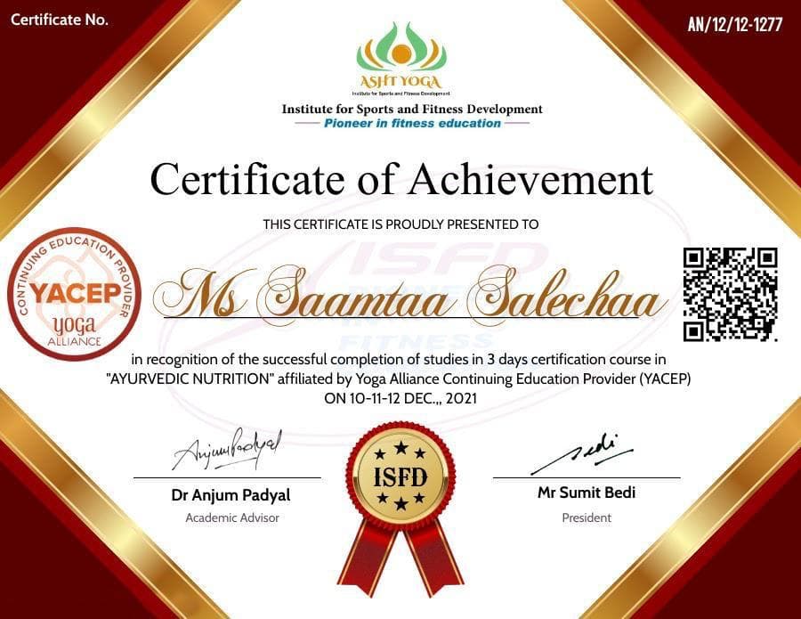 Aura Yoga & Slimming Centre Certification 3