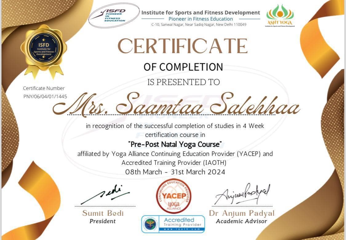 Aura Yoga & Slimming Centre Certification 1