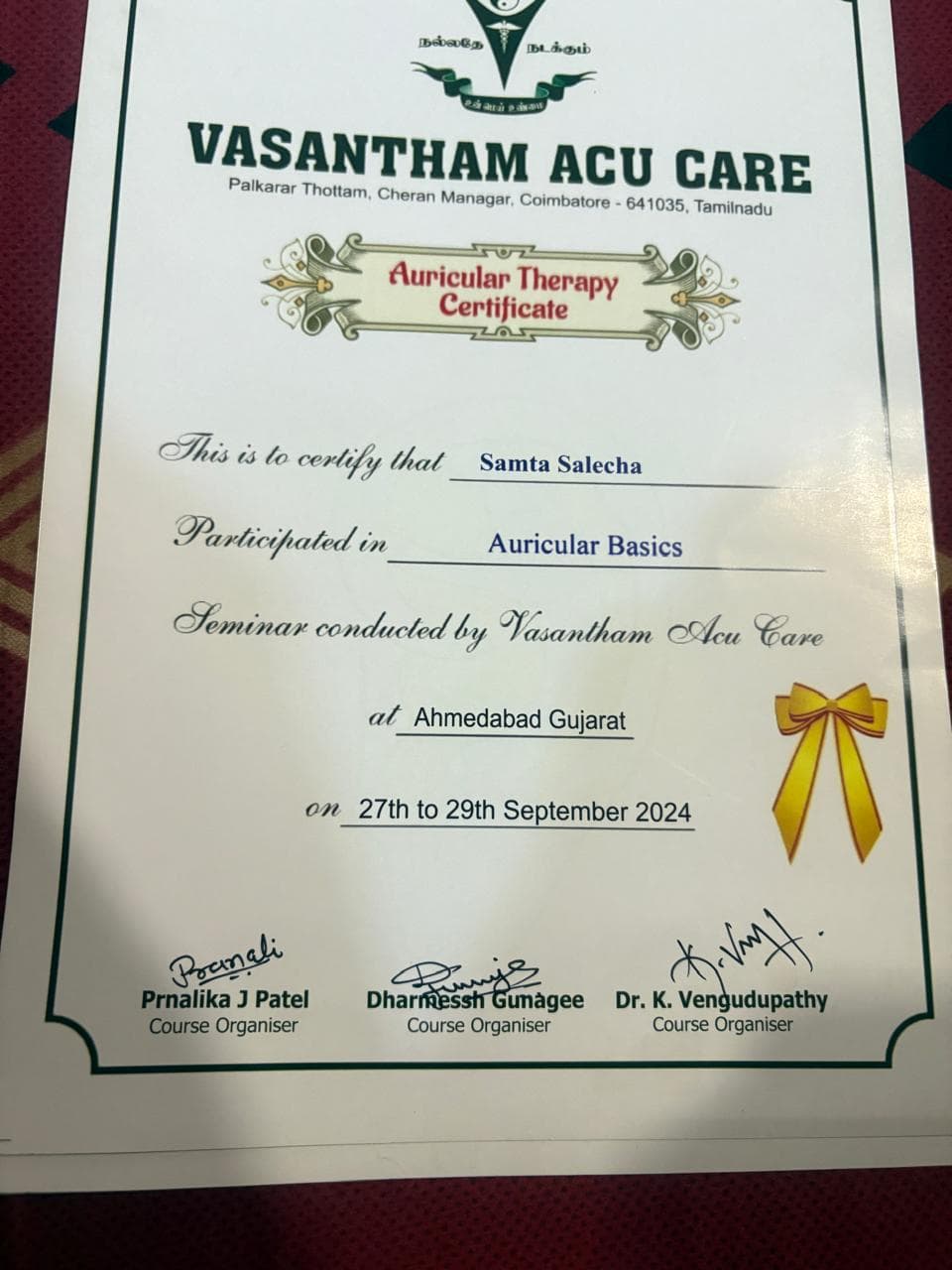 Aura Yoga & Slimming Centre Certification 5