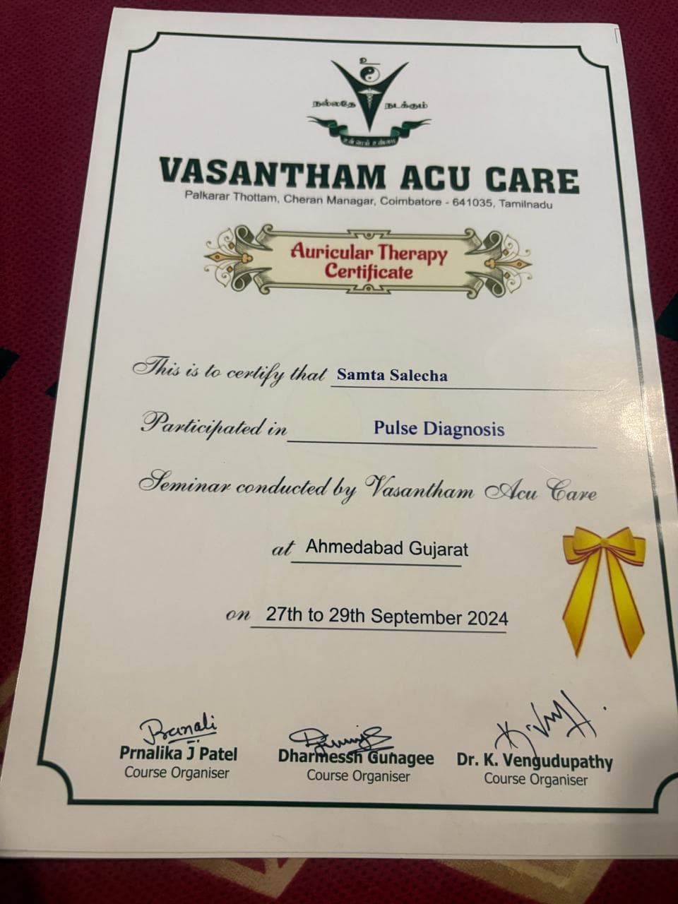 Aura Yoga & Slimming Centre Certification 6