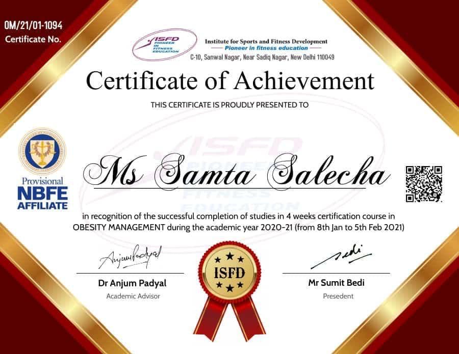 Aura Yoga & Slimming Centre Certification 4